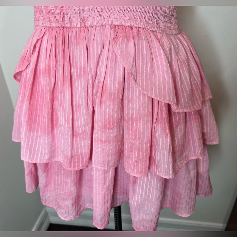 Loveshack fancy Deanna Cotton Pink han dye Striped Halter Dress - Picture 3 of 15